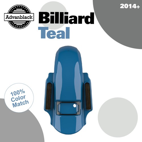 Advanblack Billiard Teal Dominator Stretched Extended Rear Fender For 14+ Harley - Foto 11 di 11