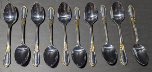 Retroneu LINDA Stainless Gold Accent 18-8 Service for 8 Flatware Set 40 Pieces - Picture 7 of 13