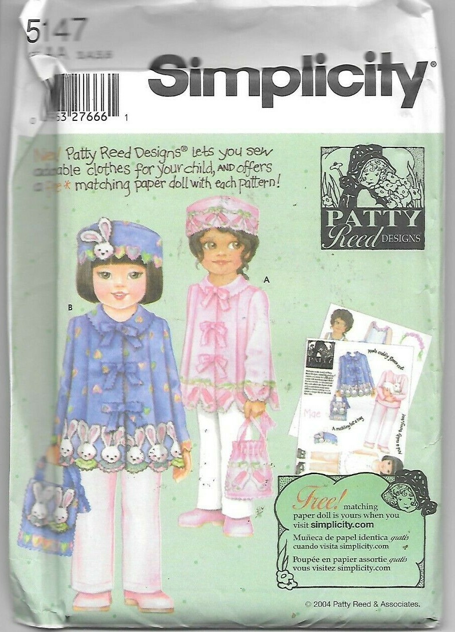 Simplicity #5147 Patty Reed Designs Girls Hat, Coat & Purse - Size 3-6 ...