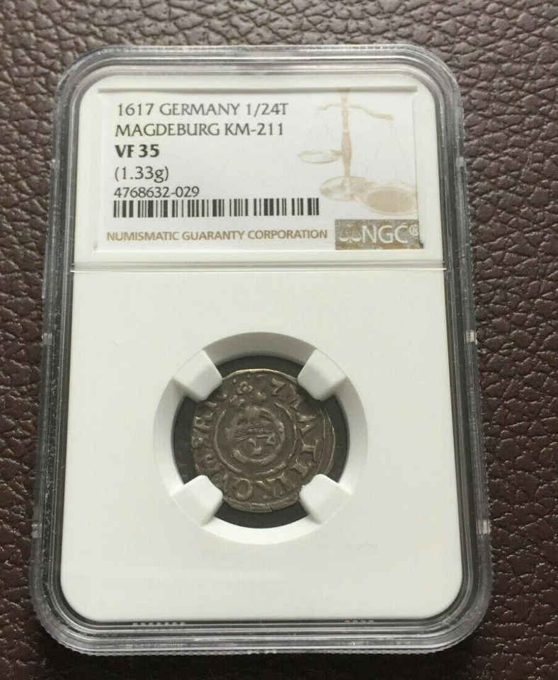 German State Magdeburg 1617 1/24 Thaler 1.33g NGC VF-35 - Image 3 of 4