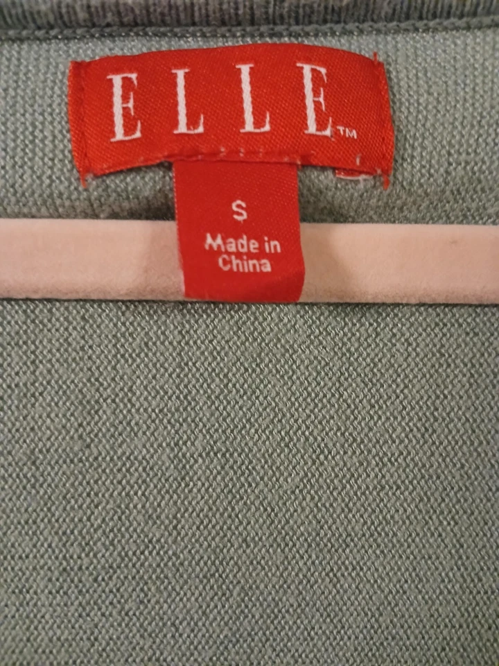 SUÉTER PULL OVER ELLE TALLA S GRIS LENTEJUELAS 3/4" MANGA DOLMAN CUELLO EN V ALGODÓN/RAYÓN Foto 3 de 3