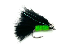 6 x Chain Eye Cats Whisker (Green Body, Black Wing) - Trout Fishing Flies