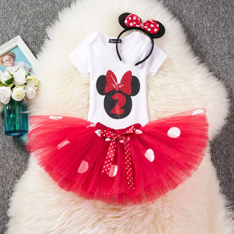 Baby Minnie Mouse Red Girl 2nd Second Birthday Tutu Outfit Shirt Set ZG8 |  eBay