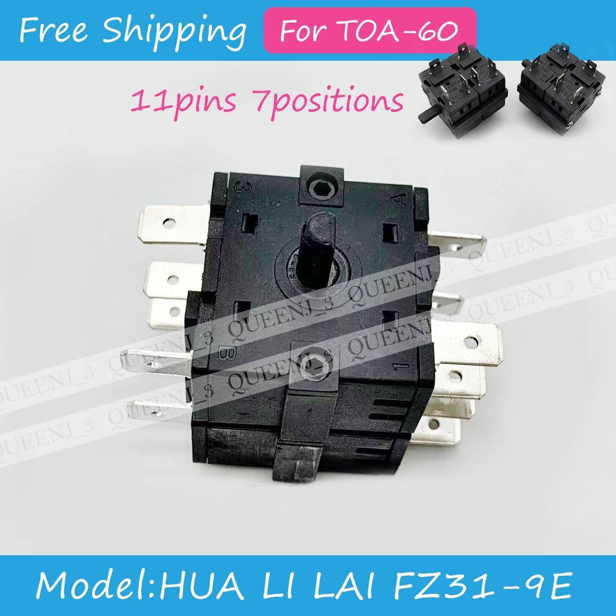 スライサー ON/OFFスイッチ付き 1pc TOA-60 11pins Rotary Function Switch 7positions HUA LI LAI
