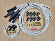 Ton's 180* 8mm White Spark Plug Wires Universal Chevy GM Socket distributor