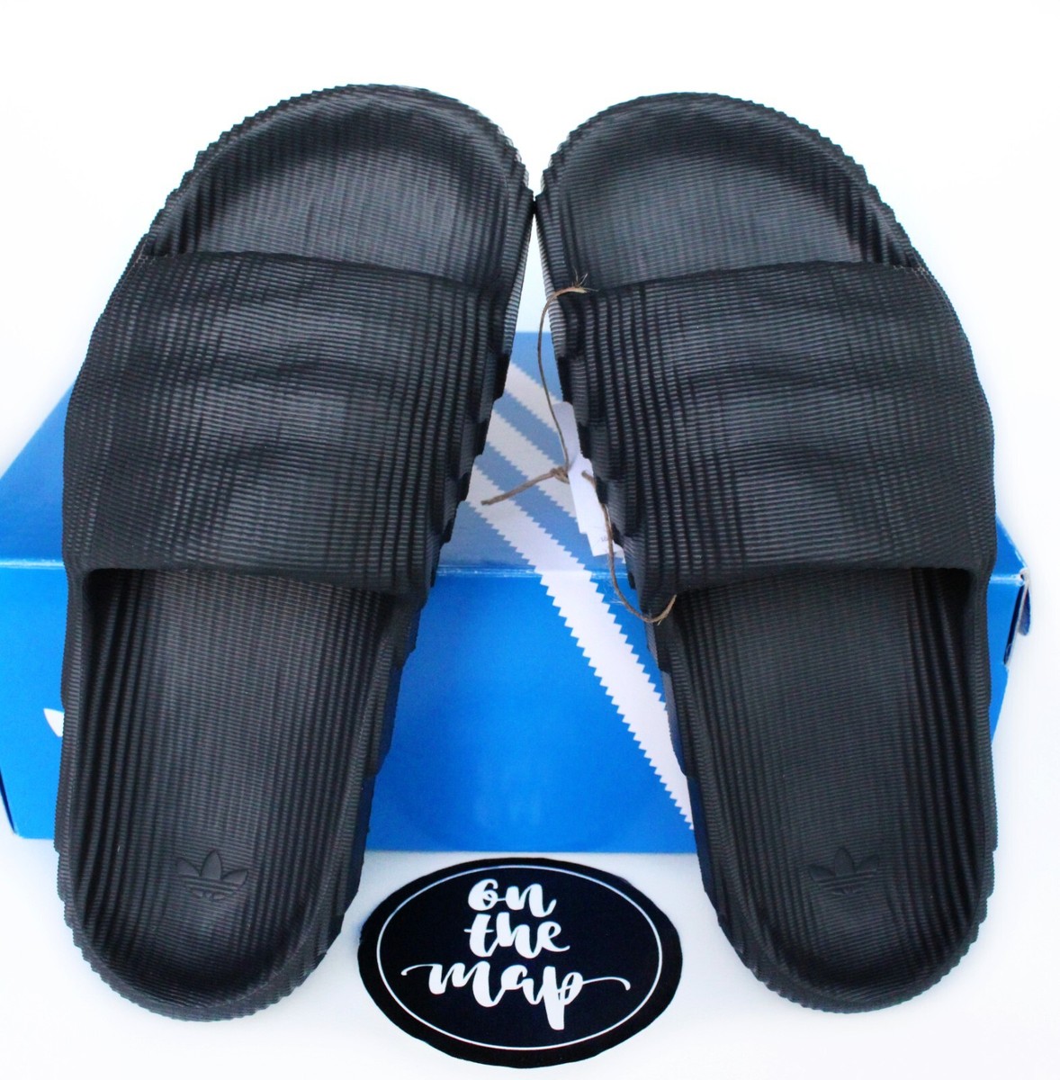 Adidas Originals Adilette 22 Slides Carbon Black GX6949 UK 4