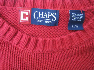 CHAPS EST.1978 RED CREWNECK SWEATER MEN SIZE L VINTAGE NEW | eBay