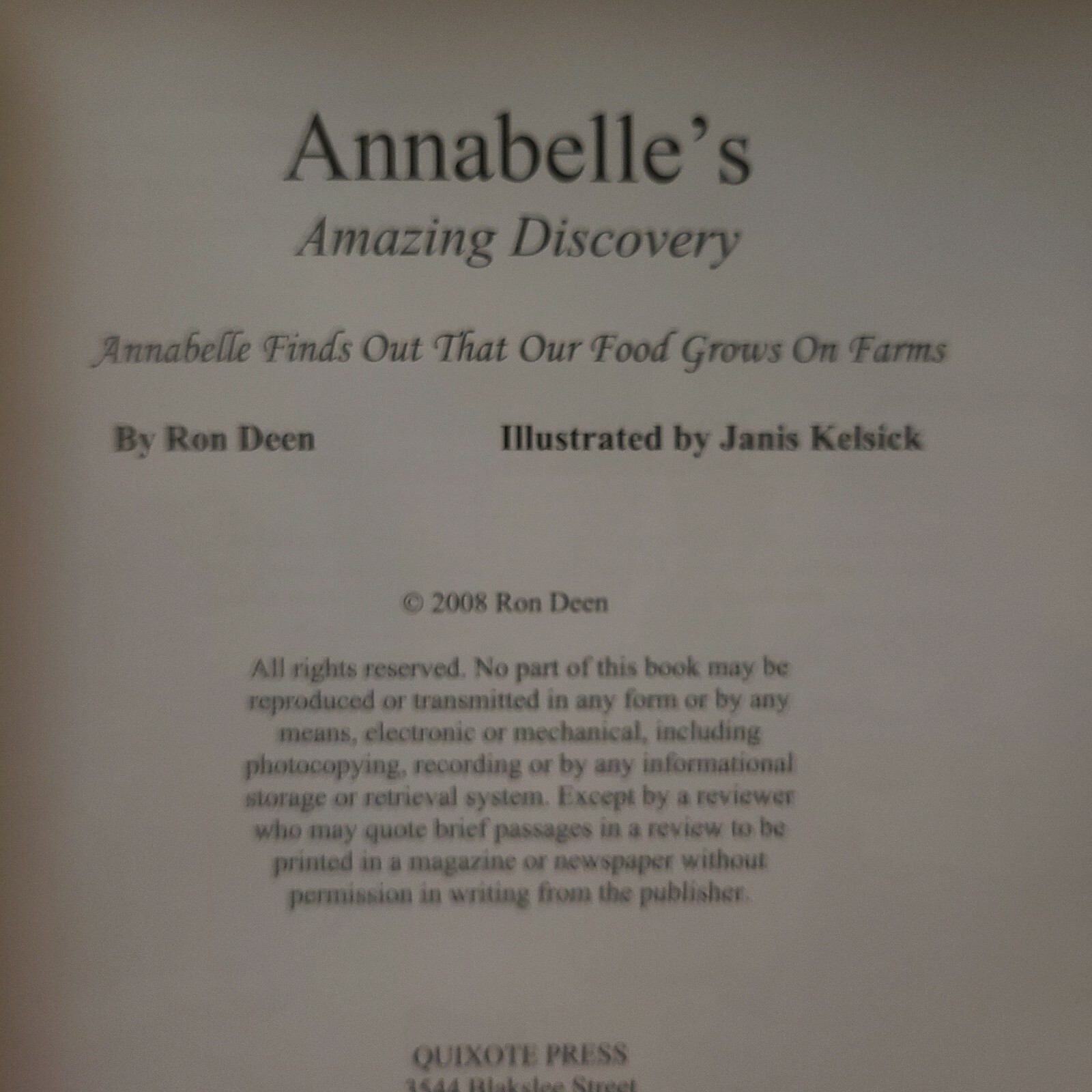 ANNABELLE'S AMAZING DISCOVERY by Ron Deen (Food Grows on Farms) PB-NEW ...