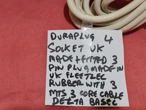 DURAPLUG 4 BUCHSEN VERLÄNGERUNGSKABEL HERGESTELLT IN UK CA. 3 MTS + GUMMI 3-POLIGER STECKER - Bild 13 von 14