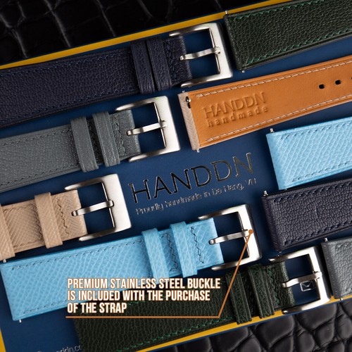 Calfskin Navy Epsom Leather Watch Strap Band 18mm 19mm 20mm 21mm 22mm 23mm - Picture 7 of 11