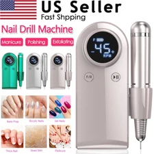 Cordless 45000RPM Nail Drill, Professional Manicure Pedicure Kit USB Charging BK