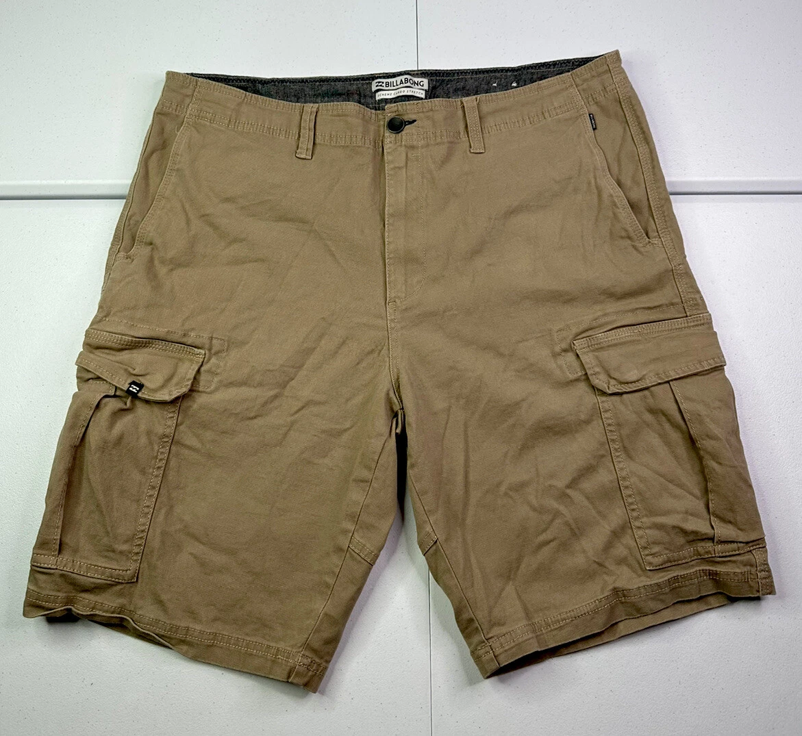Billabong Scheme Cargo Stretch Mens Beige Cargo Shorts Size 36