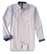 Luchiano Visconti Mini-Check Long-Sleeve Woven Shirt Size Medium