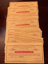 Top Value TV Stamps Vintage Gummed, Yellow