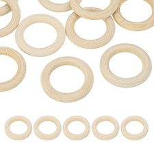 40mm Natural Wooden Rings, 10 Pack Wood Ring Round Linking Rings, Natural Color