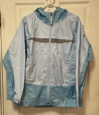 LL Bean Jacket Youth 14/16 Woman  s S/M Blue Rain Coat Nylon Shell Wind Breaker