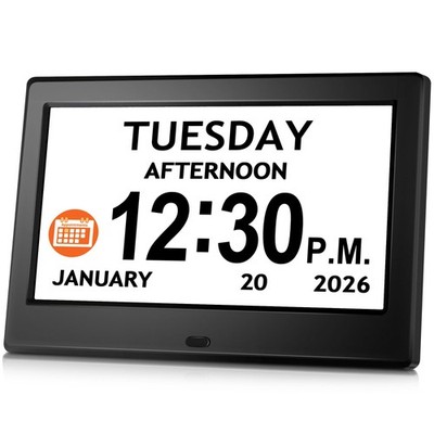 7'' Digital Clock, Dementia Clock With Date And Time, 10 Reminders, 6 Alarms, Au