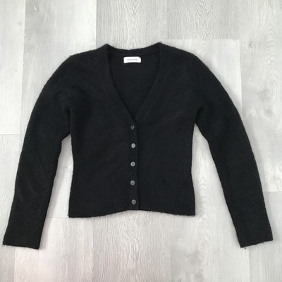 NAADAM 100% Cashmere Cardigan XS Black V Neck Button Thick Knit Sweater Preppy