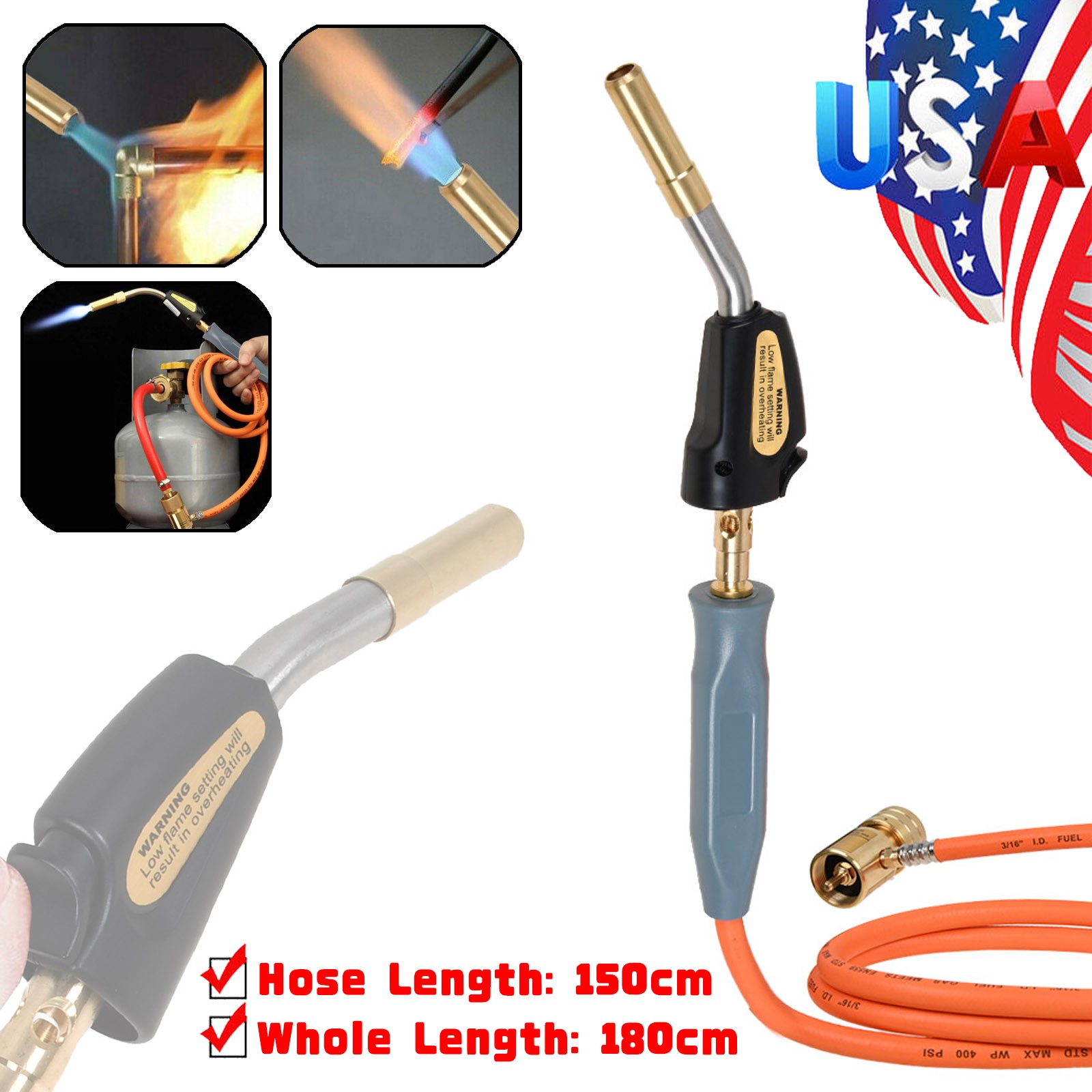 MAPP MAP-pro Propane Self Ignition Gas Plumbing Welding Torch With 5" Hose USA