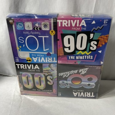 Trivia Fun 4 Pack 80 s,90 s,00 s & 10 s.  40 Trivia Cards Each!New In Package.  