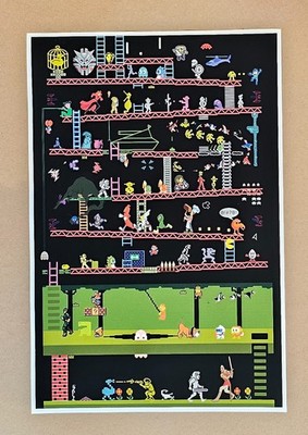 Arcade Montage Fine Art Print - Donkey Kong Pac Man Pitfall Game Room Man Cave