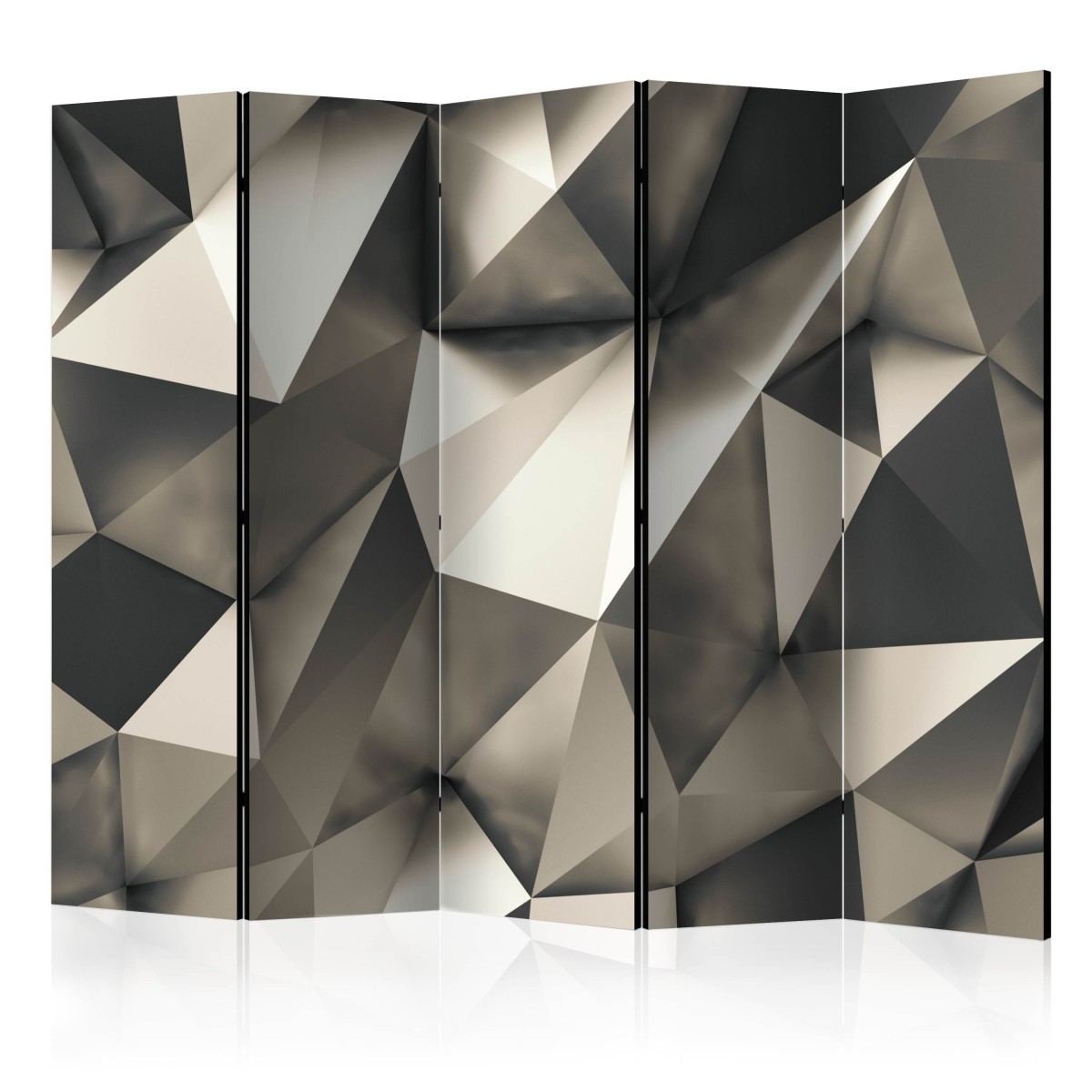 Paravent 5 volets cloison amovible argentée 172x225 cm pour chambre