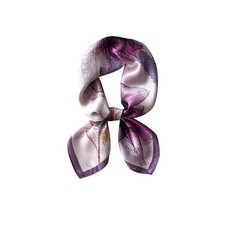 100 Mulberry Silk 27" Square Scarf Women Neckerchief Wrap Vintage Purple Flower