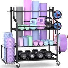 Yoga Mat Storage Racks,Home Gym Storage Rack for Dumbbells Kettlebells Foam Roll