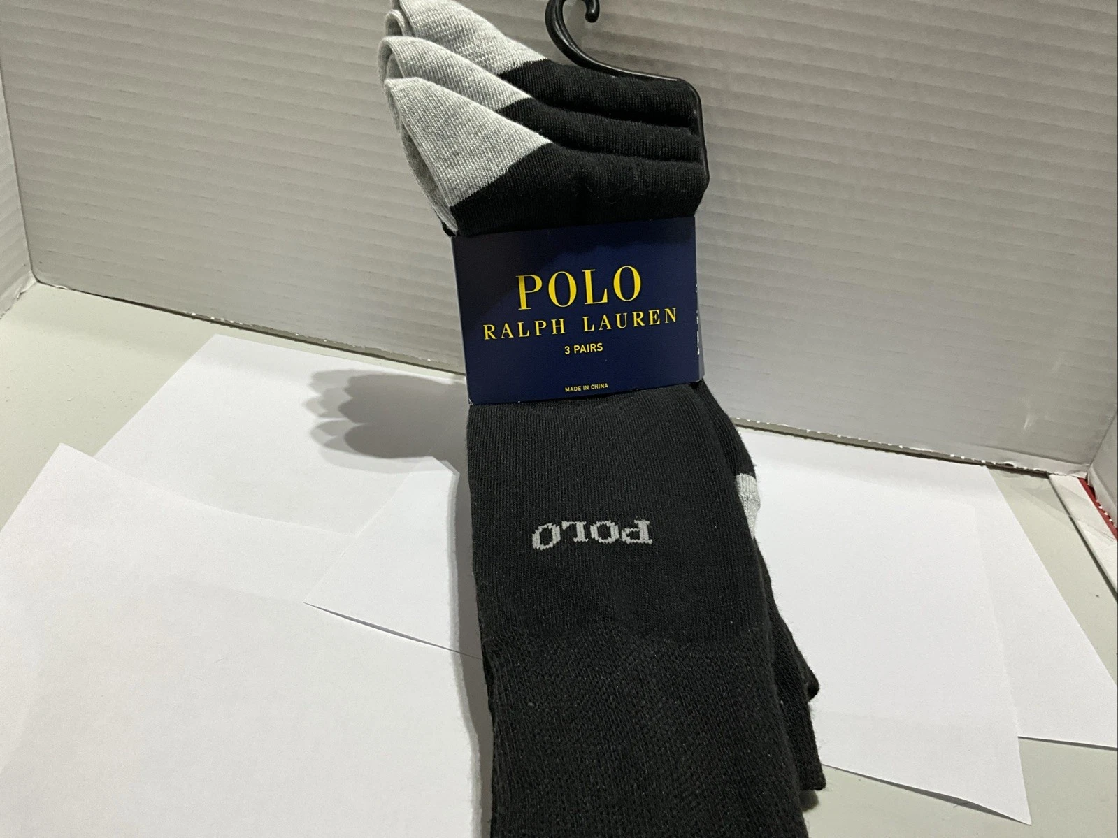 Polo Ralph Lauren Men's 3 Pack Dress Socks 10-13 ~ Black & Gray New