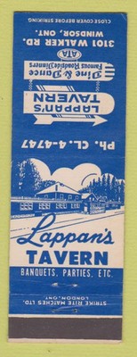 Matchbook Cover - Lappan's Tavern Windsor ON