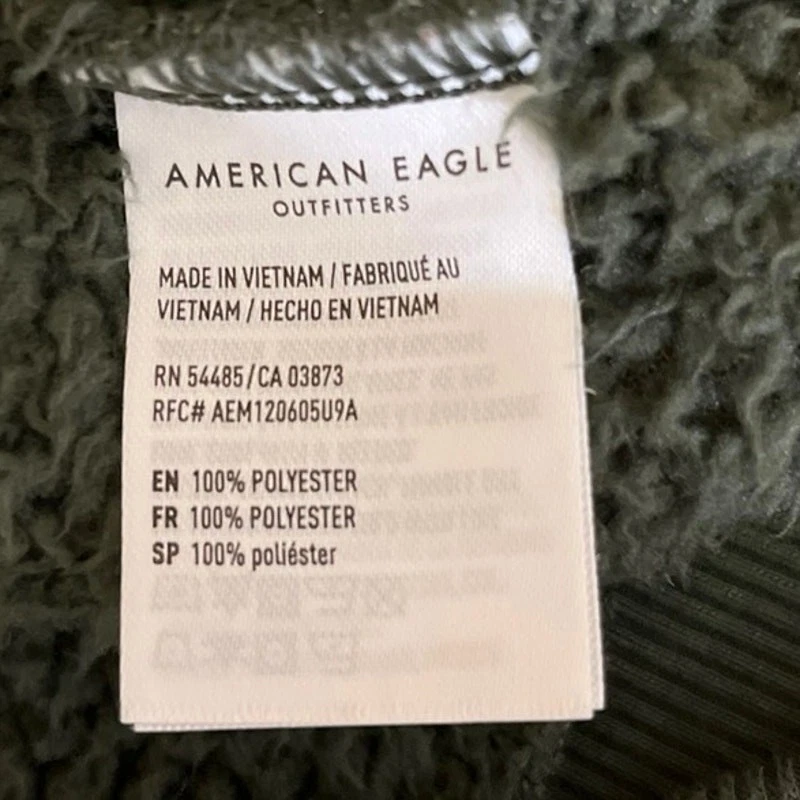 American Eagle Verde Sherpa Polar Manga Larga Bolsillo Sudadera con Capucha Suéter  Foto 4 de 4