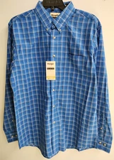 Wrangler Riata Long Sleeve Plaid Shirt, 112367691, Light Weight, Royal Blue