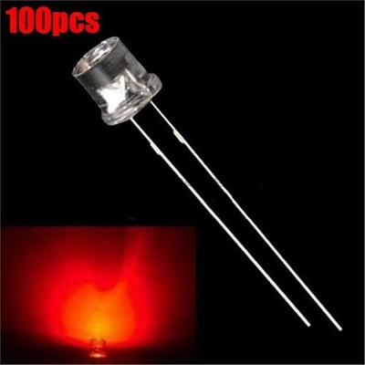 100Pcs Wide Angle Leds Lamps Super Bright F5 5Mm Flatled Red Ic New mq #tk