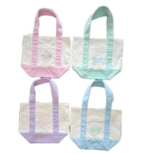 Set Of 4 Trader Joe's Mini Pastel Canvas Tote Bag Spring Easter Colors 2025 NEW