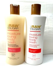 (2) Raw Sugar Moisture Loving Body Wash Watermelon, Fresh Mint & Coconut 25floz