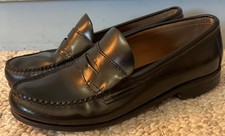 Vintage Bass Weejuns Black Leather Penny Loafers Size 9 M Dark Academia Preppy