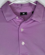 FootJoy FJ Golf Polo Mens Large Pink Striped Short Sleeve Shirt Performance