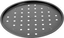 Gustosa Teglia Pizza Forata in Acciaio Antiaderente per Forno, Nero, Diametro 32