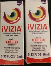 2 Eye 0.33 FL OZ Dry Eyes Lubricant Drops ivizia SAFE Contacts Redness Allergies