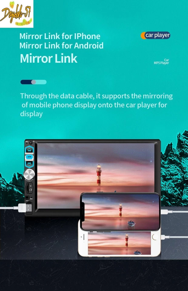 Radio Coche Estéreo Pantalla Táctil BT Para Apple Carplay Android Auto Espejo Enlace 1Din Foto 4 de 4