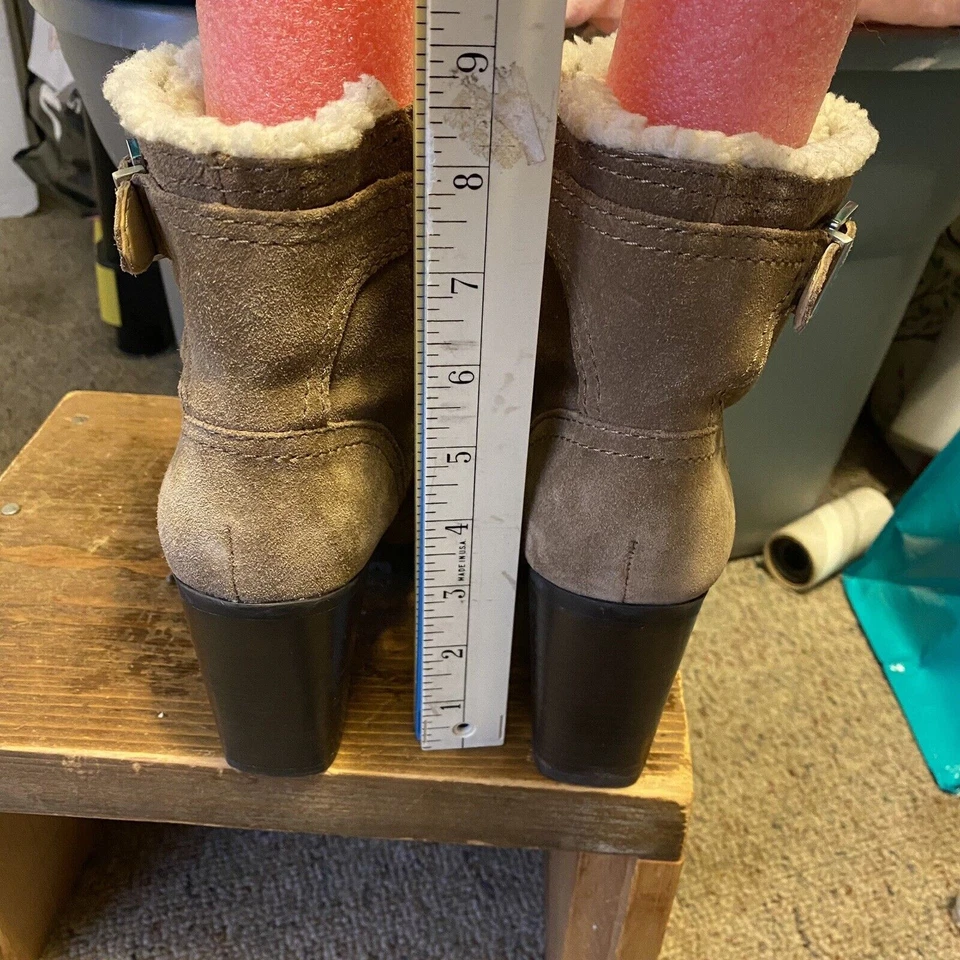 Botines Ivanka Trump Tacones de Encaje con Cremallera Lateral Cuero Marrón Piel Sintética Dama 6.5 Foto 3 de 4