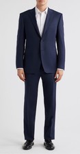 Canali Siena Regular Fit Navy Glen Check Suit Size 46 US 58 EU REGULAR