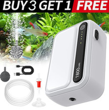 1800mAh Aquarium Air Pump for 100 gal Fish Tank Powerful Hydroponic Aerator Pump