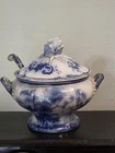 Wedgwood CHUSAN sauce Tureen w/ Ladle Flow Blue AS FOUND