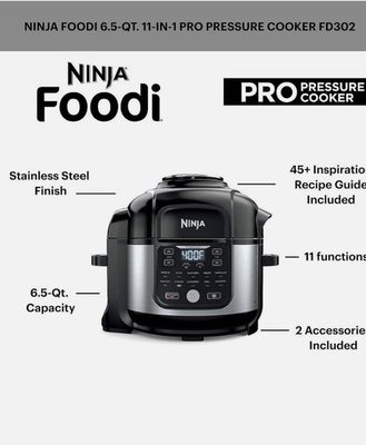 #ad Ninja Foodi 10 in 1 8qt XL Pressure Cooker Stainless OS405 $180.00