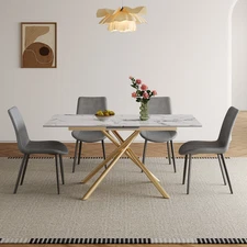 59-inch Modern rectangle Expandable Dining Table with Retractable Leaf, Charred