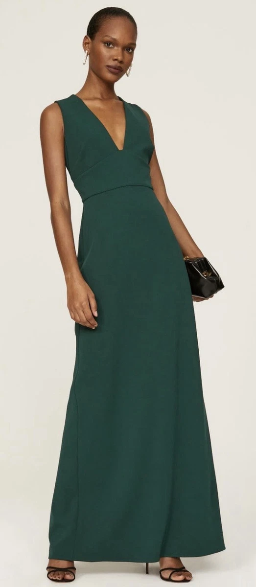green long dresses for wedding Dark Green Chiffon Halter Long Wedding Party Dress, Dark Green Bridesm main image 1