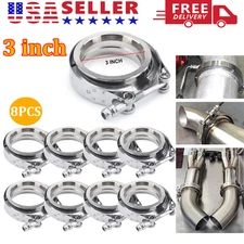 8x Exhaust Downpipe 3 inch V-band Clamp Male/Female Flange Kit S304 Stainless