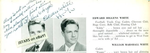 EDWARD WHITE FAMOUS NASA ASTRONAUT FIRST SPACE WALK, SIGNED HIGH SCHOOL YEARBOOK