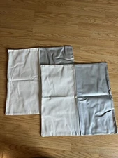 2 Faux Silver Leather and Canvas Block 18” Accent Zipper Pillow Covers